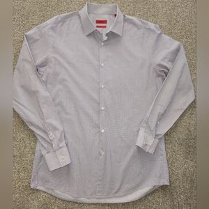 HUGO by Hugo Boss slim fit purple white button up dress shirt 42 16.5 large